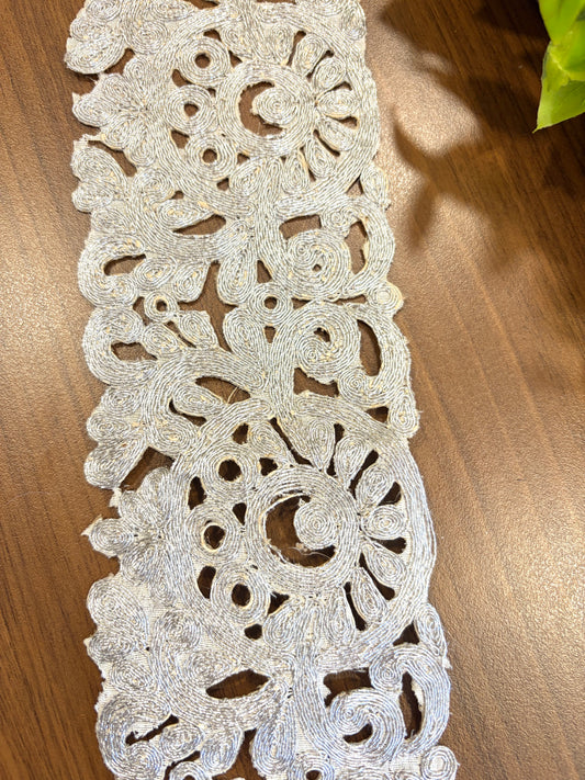 Silver cutwork lace