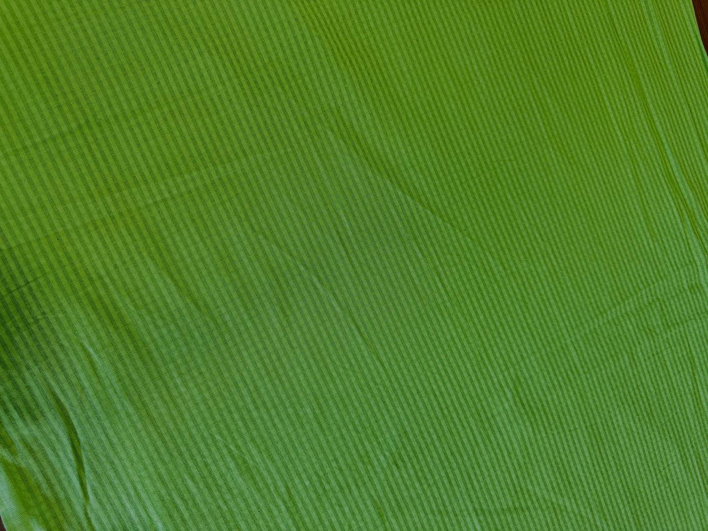 Handloom cotton with self check Green