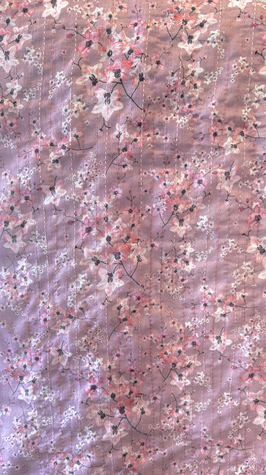 Printed Semi linen with kantha stich