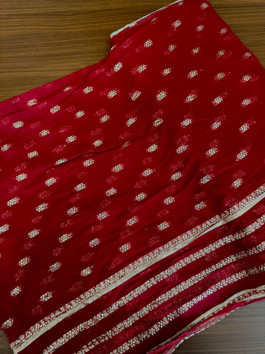 Georgette with lurex weave Red