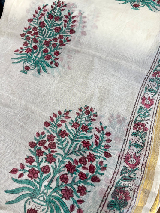Handblock on chanderi cotton