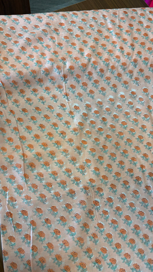 Handblock on pure muslin peach