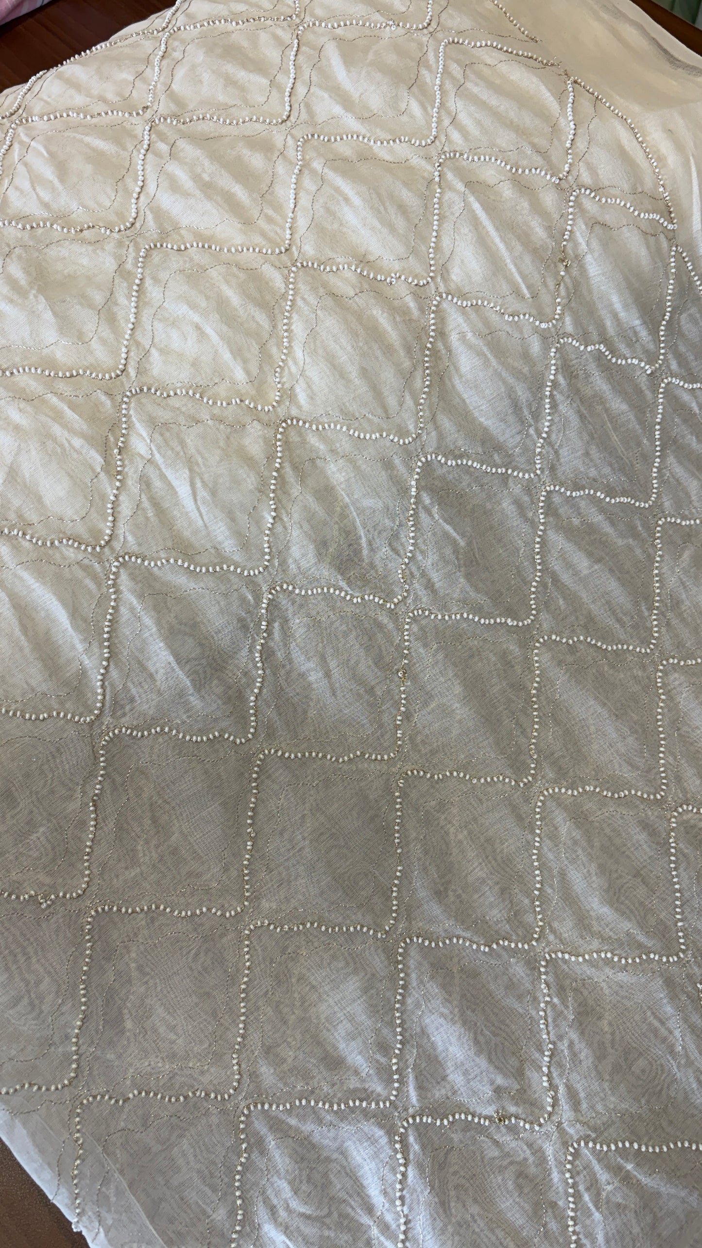Banarasi mulchanderi off white