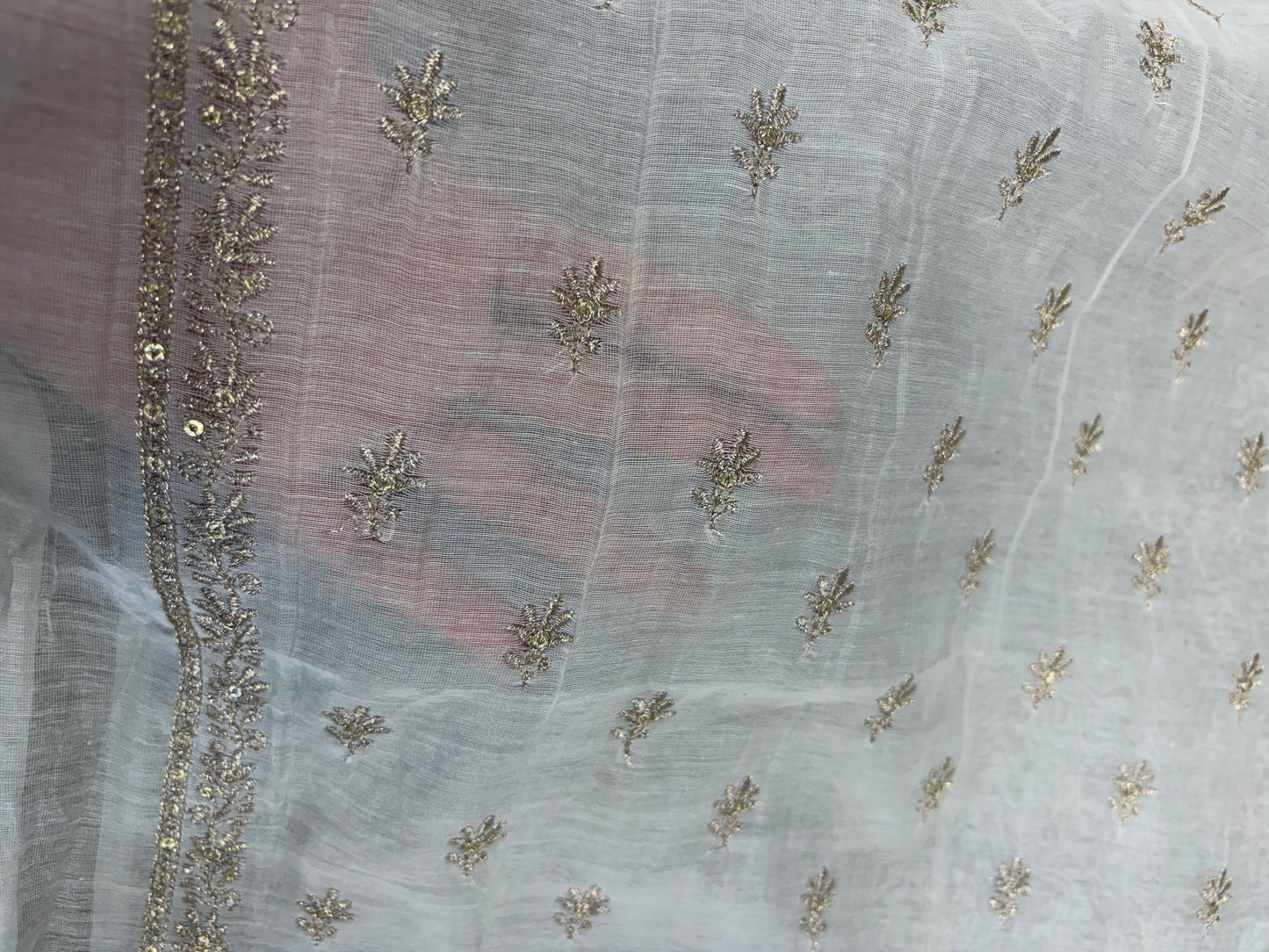 Dyeable Banarasi mulchanderi with border