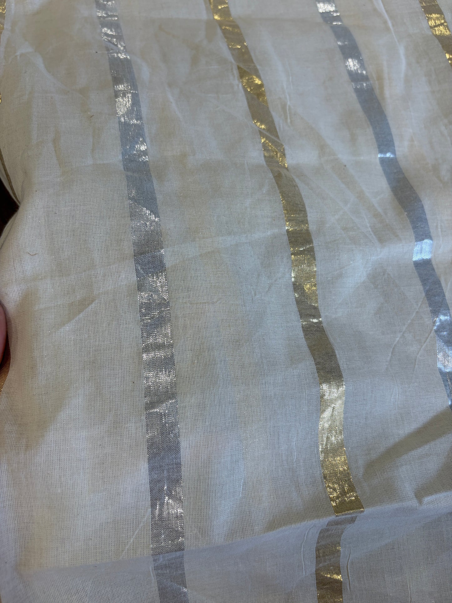 Cotton fabric with lurex weave gold and silver