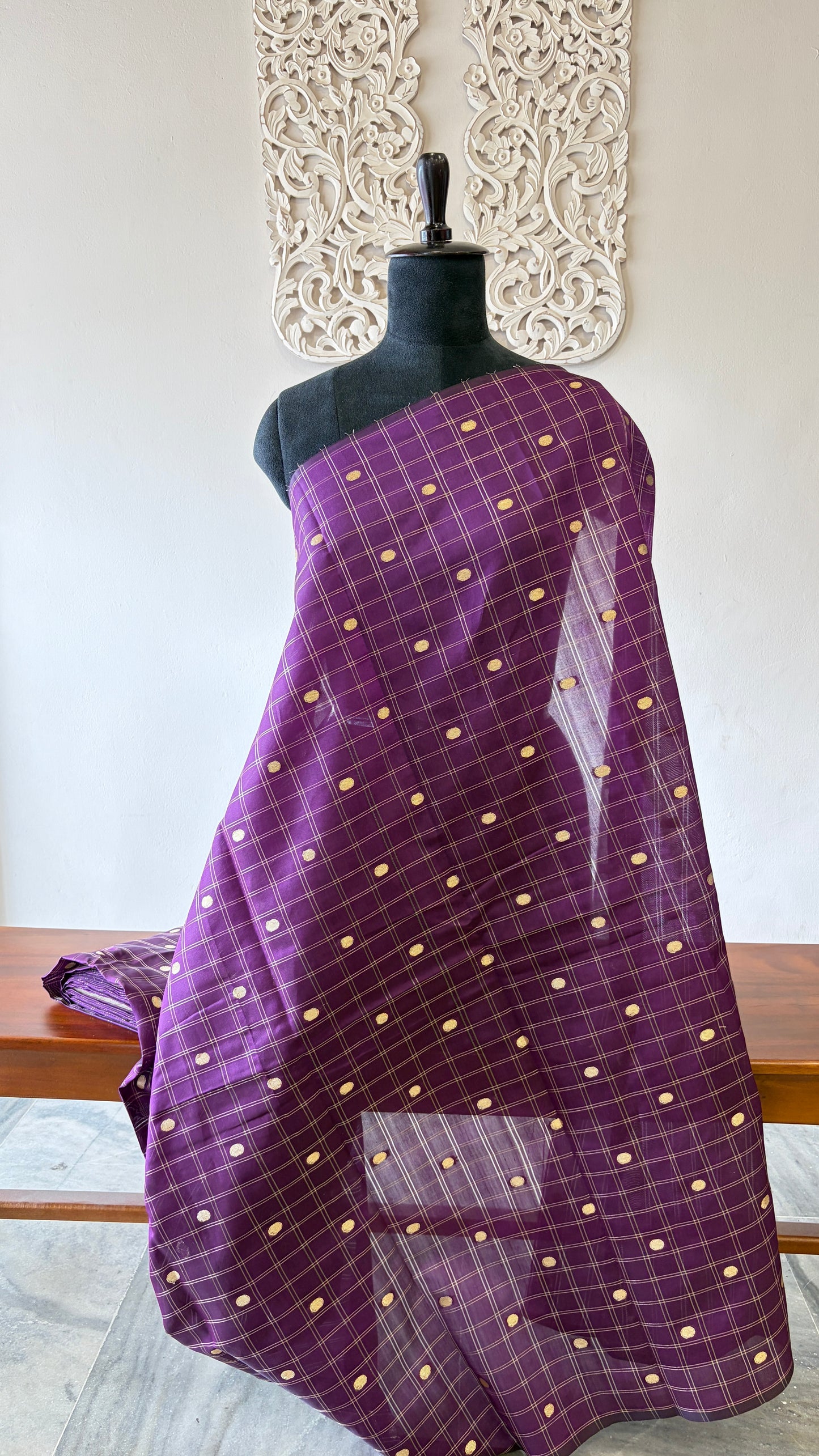 Semi Banarasi fabric with butta weave
