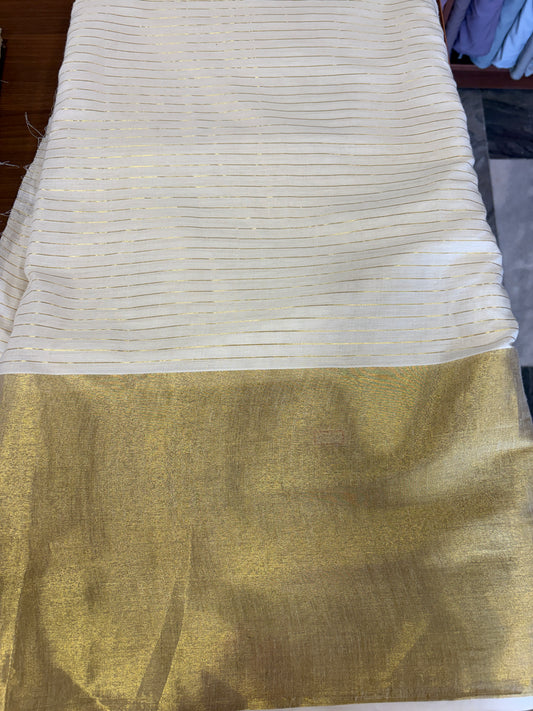 Soft cotton fabric with Kasavu border