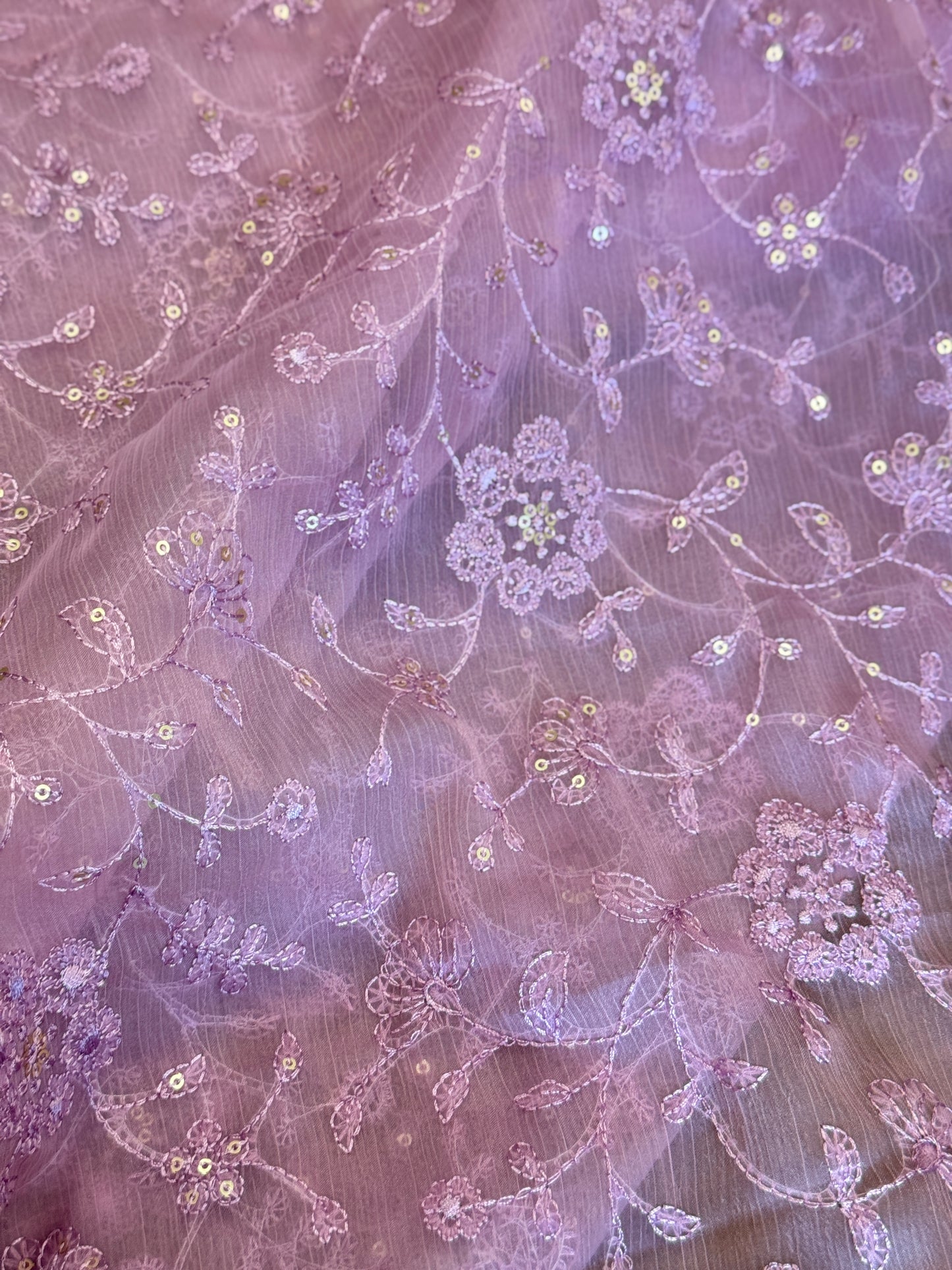 Crushed Chiffon Embroidery