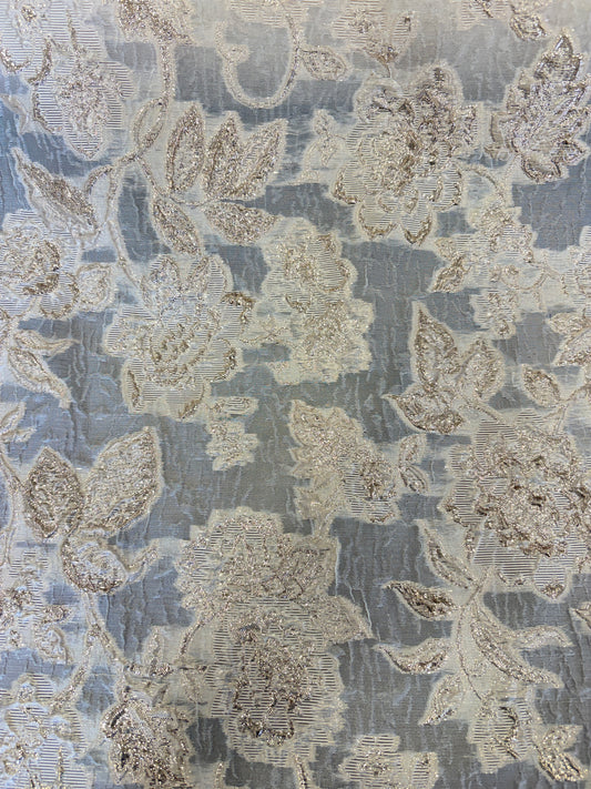 Turkish organza floral gold and ivory