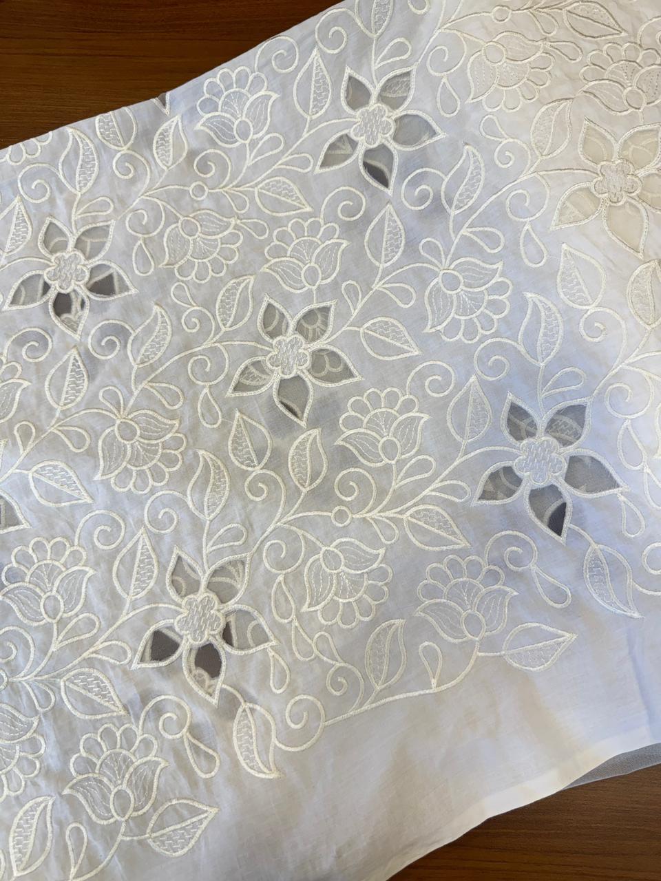 Dyeable cotton with cutwork embroidery