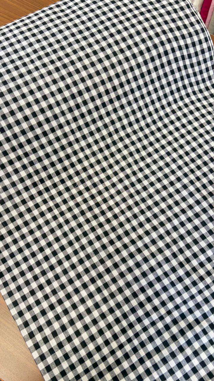 South cotton check black and white