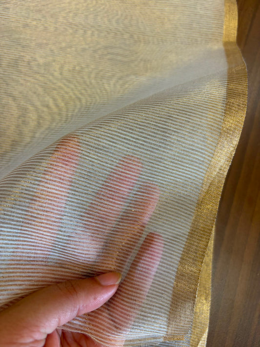 Chanderi tissue Stripe(Dyeable)