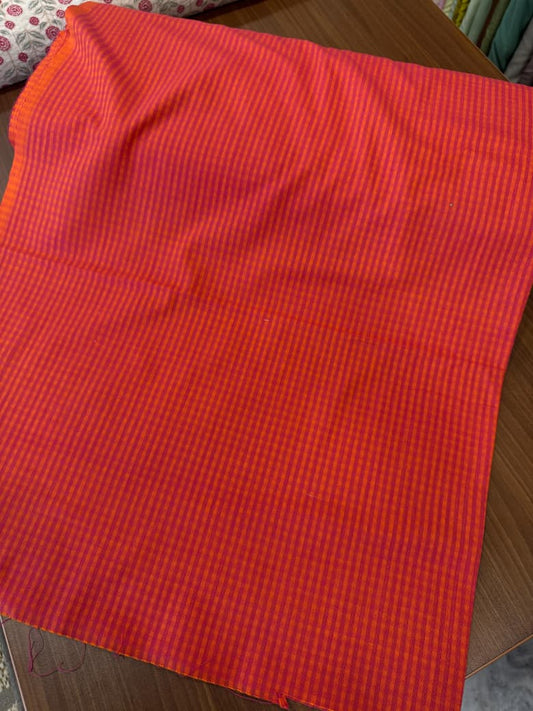 Handloom cotton with self check Orange
