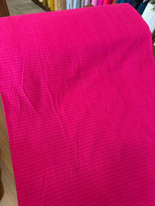 Handloom cotton with self check Pink