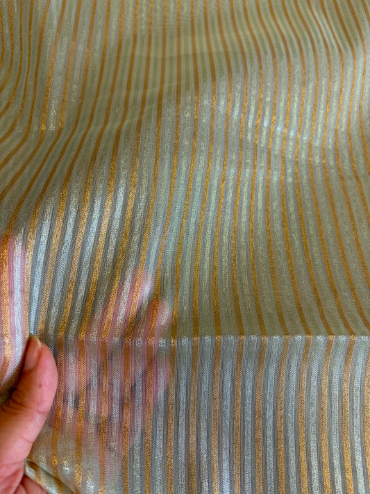 Chanderi tissue Stripe(Dyeable)