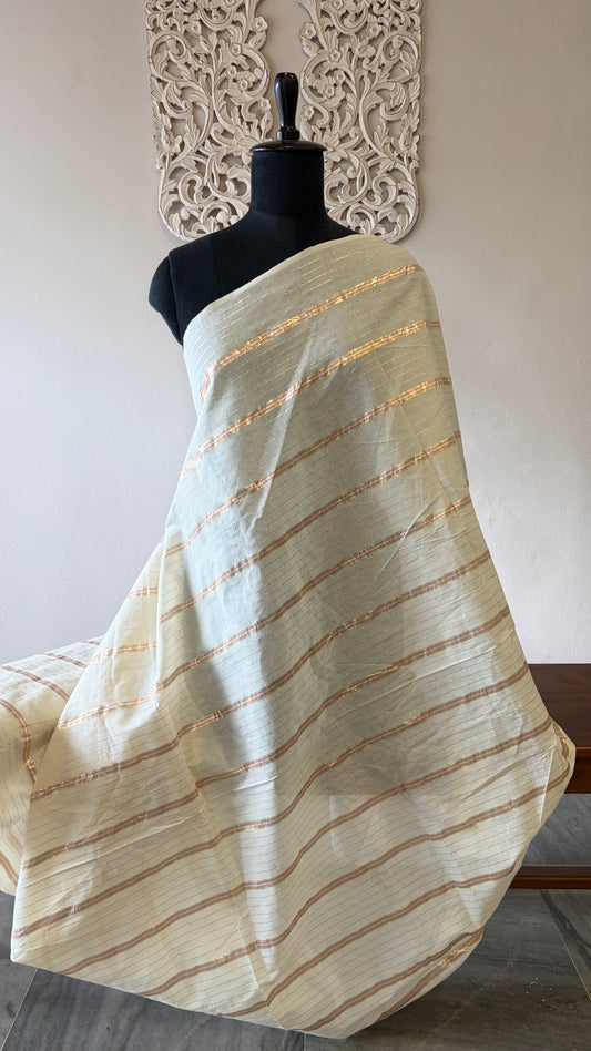 Cotton fabric with lurex line copper/gold
