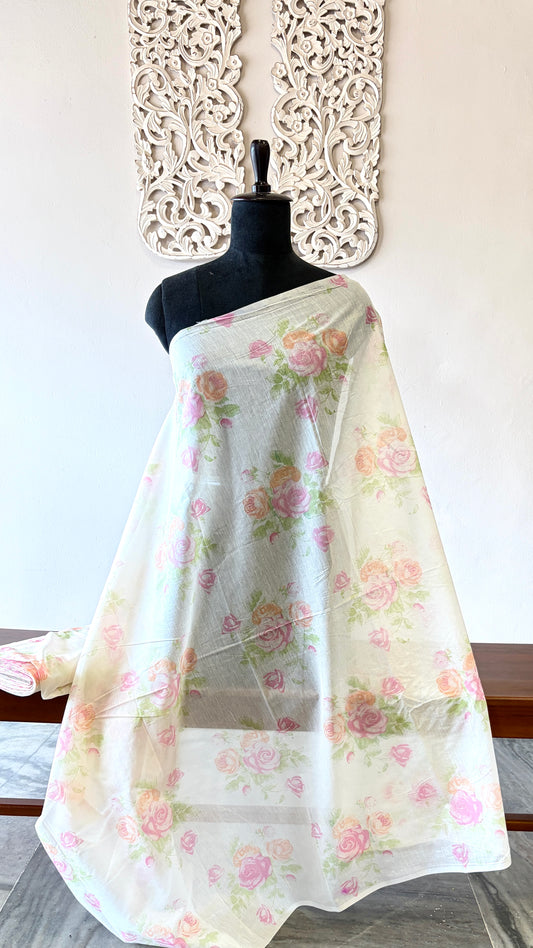 Screen printed cotton chanderi