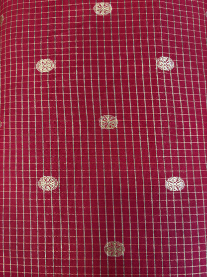 Semi banarasi fabric Red