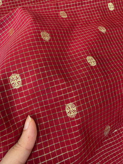 Semi banarasi fabric Red