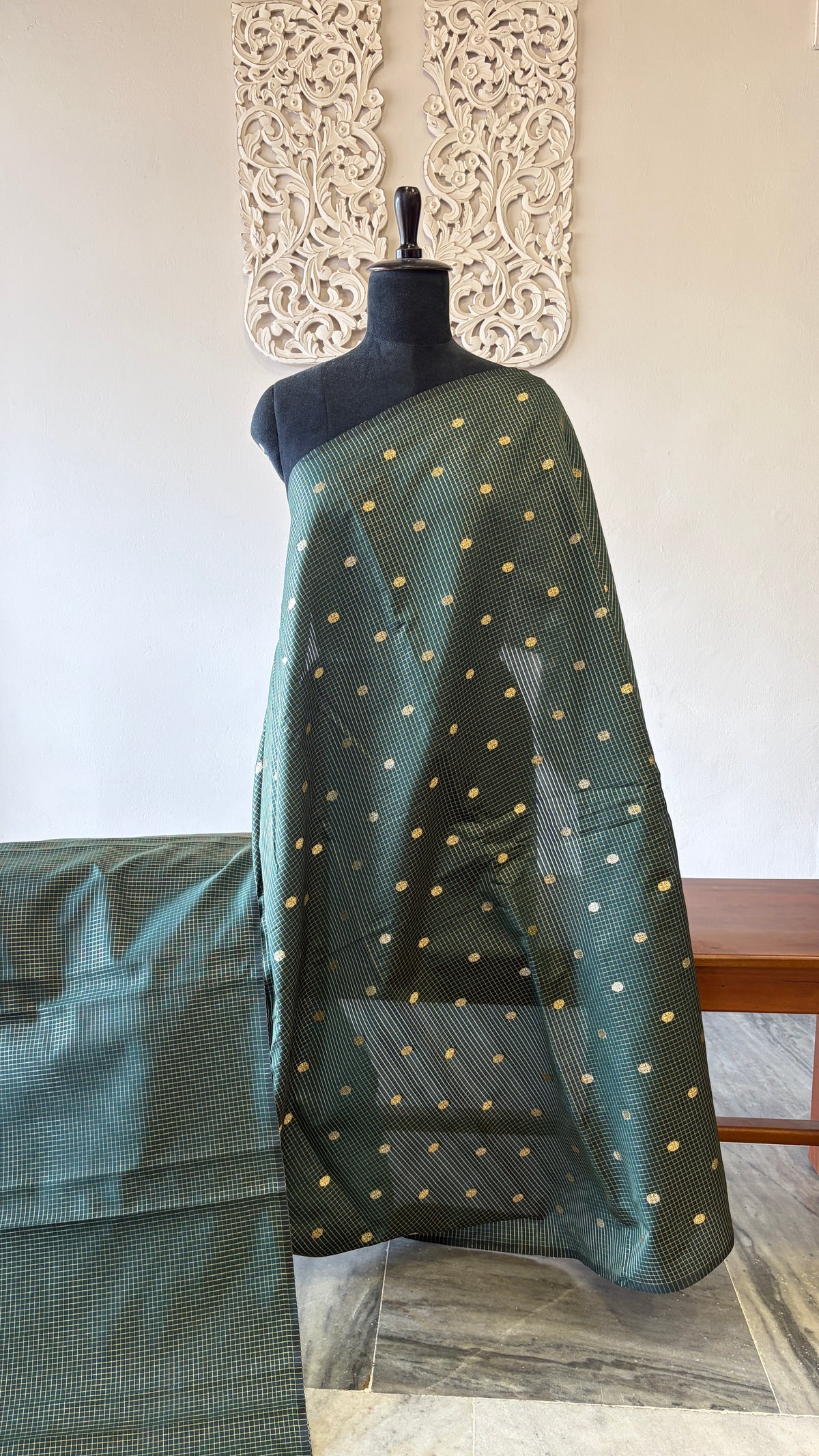Semi banarasi fabric Green