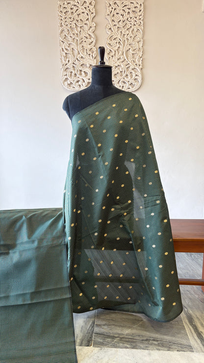 Semi banarasi fabric Green
