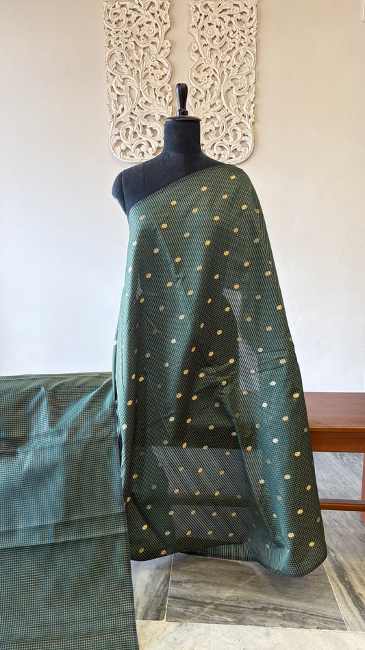 Semi banarasi fabric Green