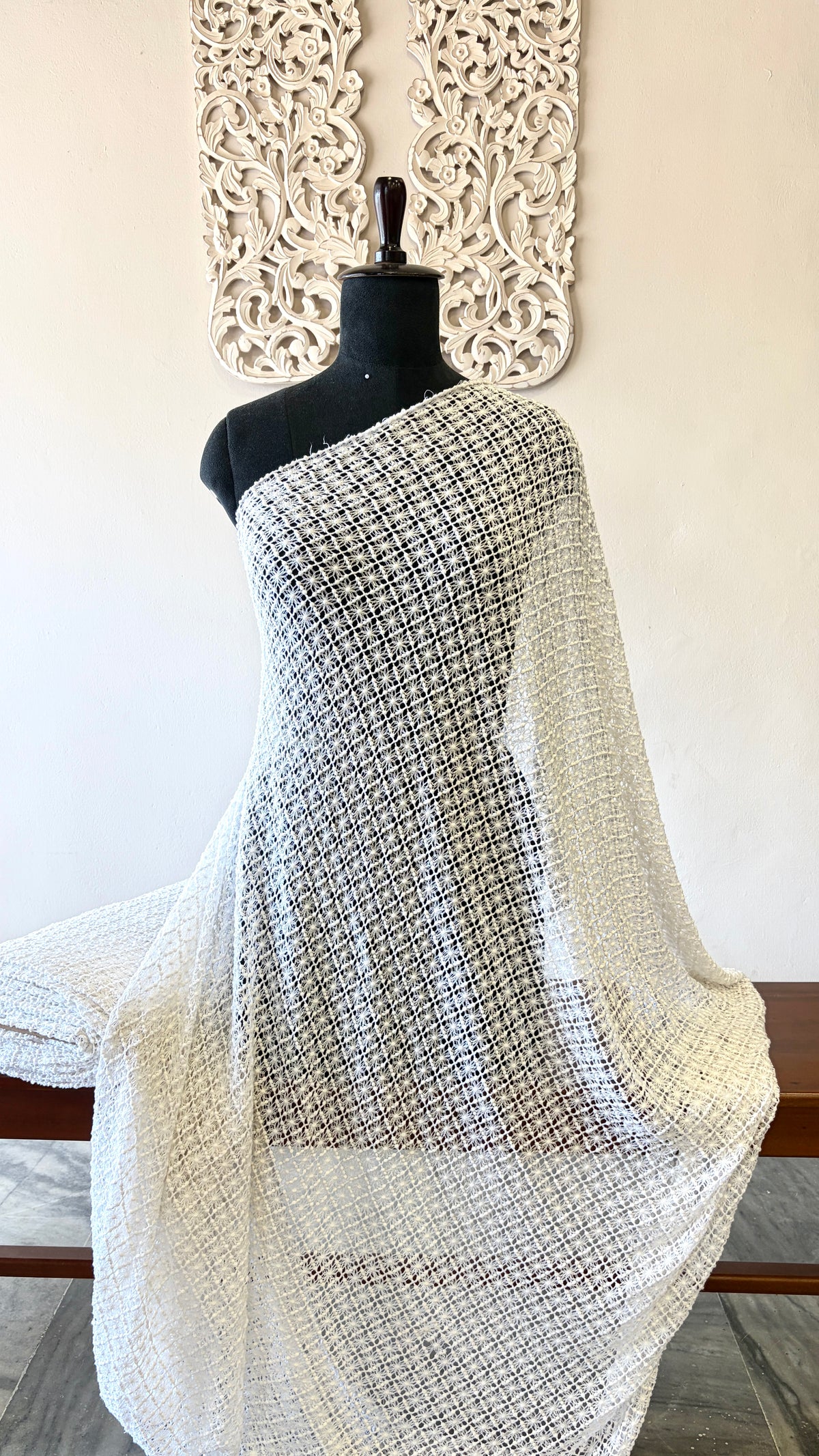 Crochet fabric white