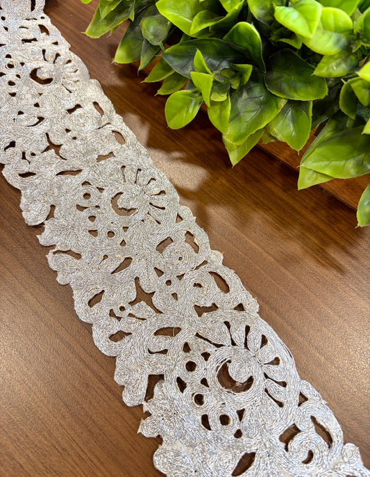 Silver cutwork lace