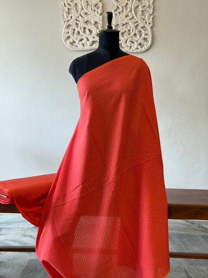 Handloom cotton with self check Orange