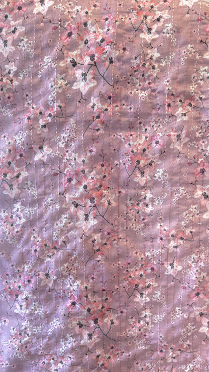 Printed Semi linen with kantha stich