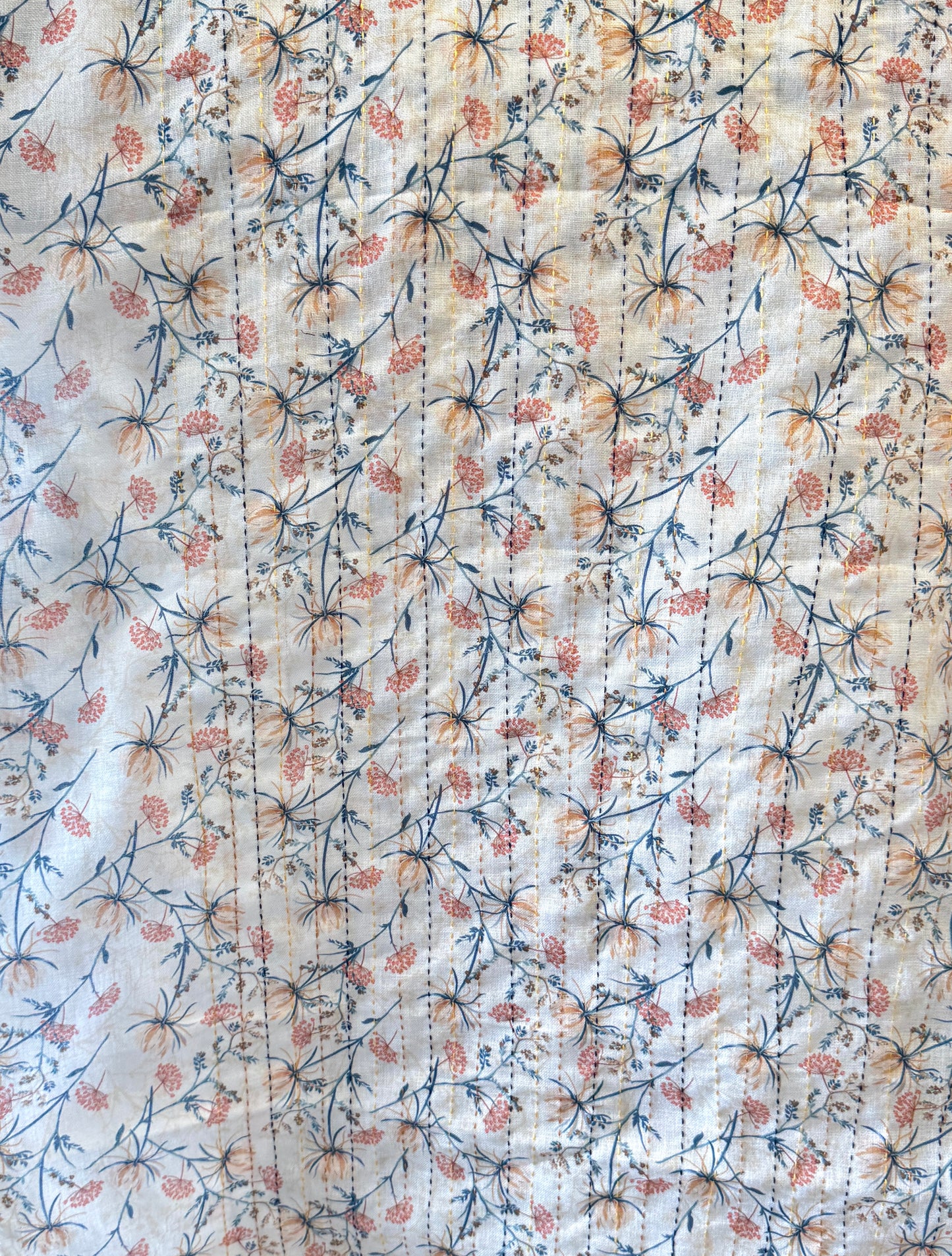 Printed Semi linen with kantha stich