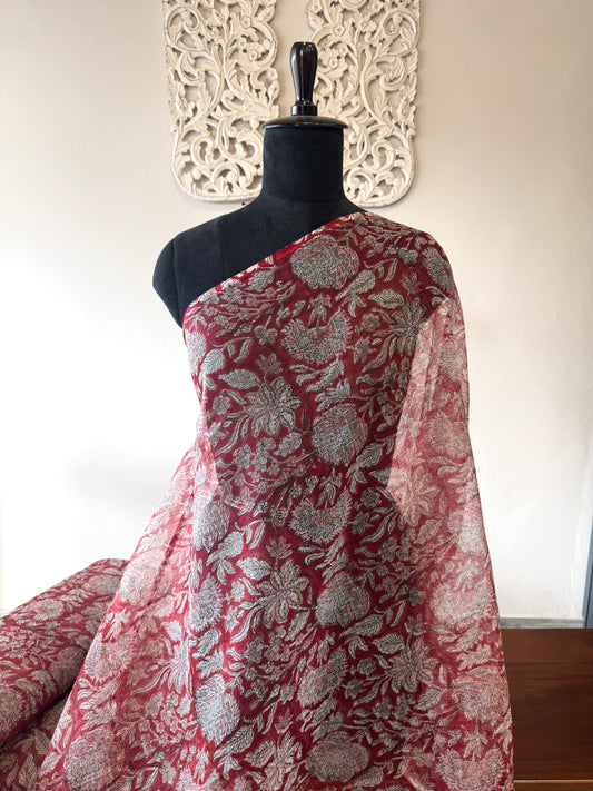 Handblock on Kota Fabric