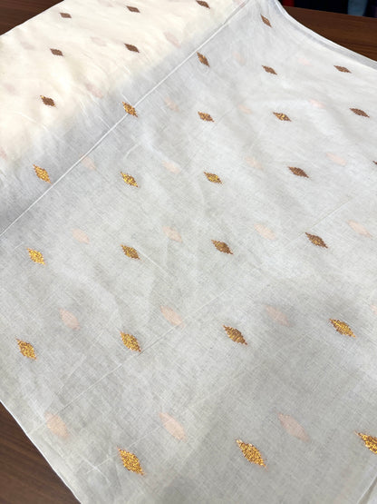 Dyeable cotton with copper zari weave