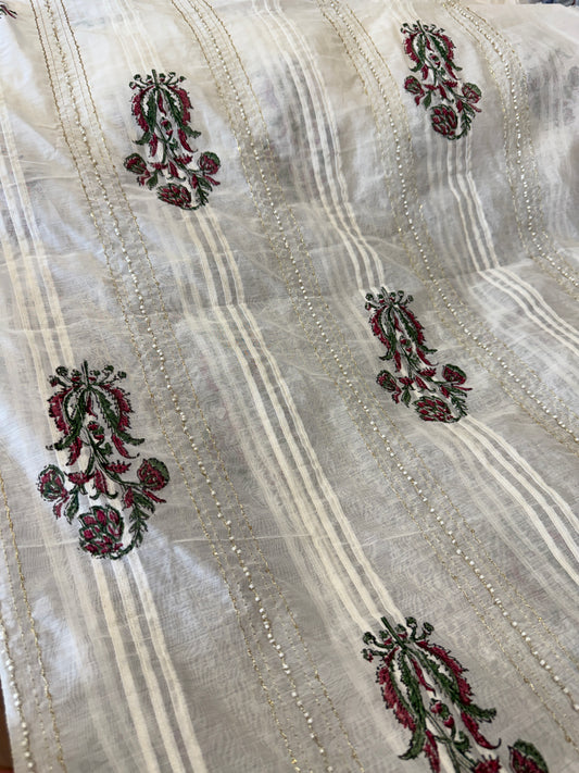 Mulchanderi with handblock and pintex
