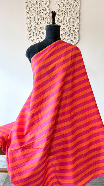 Screen printed cotton Pink and Orange stripe