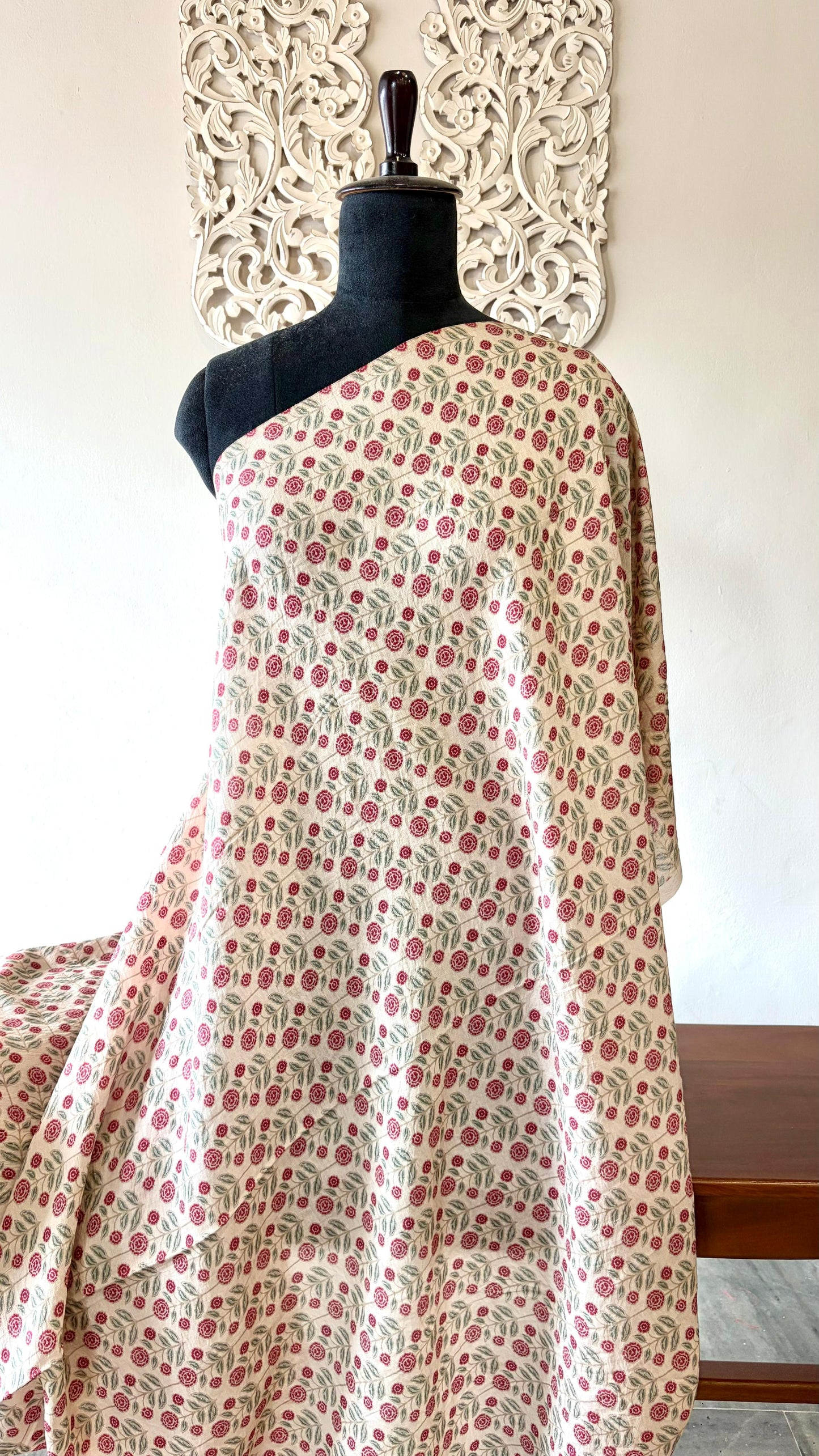 Printed chanderi Red