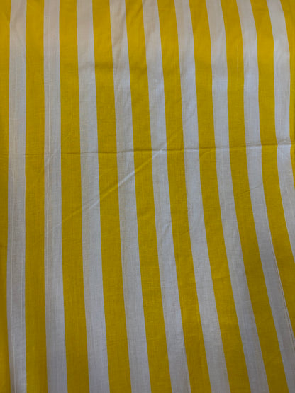Screen printed cotton yellow and White stripe