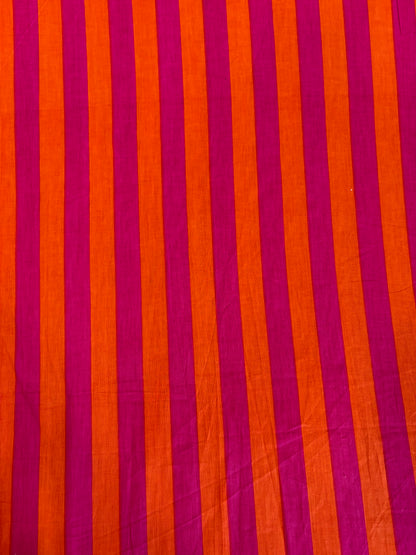Screen printed cotton Pink and Orange stripe