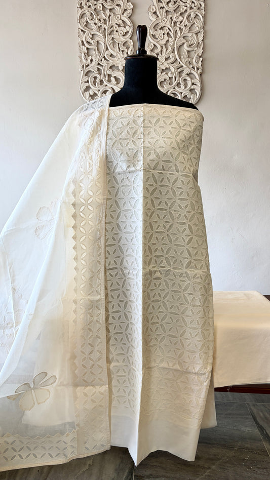Cotton Applique suit set Cream color