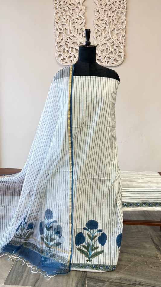 Unstiched cotton suit with kota dupatta