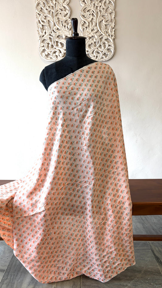 Handblock on pure muslin peach
