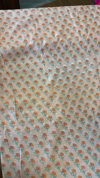 Handblock on pure muslin peach