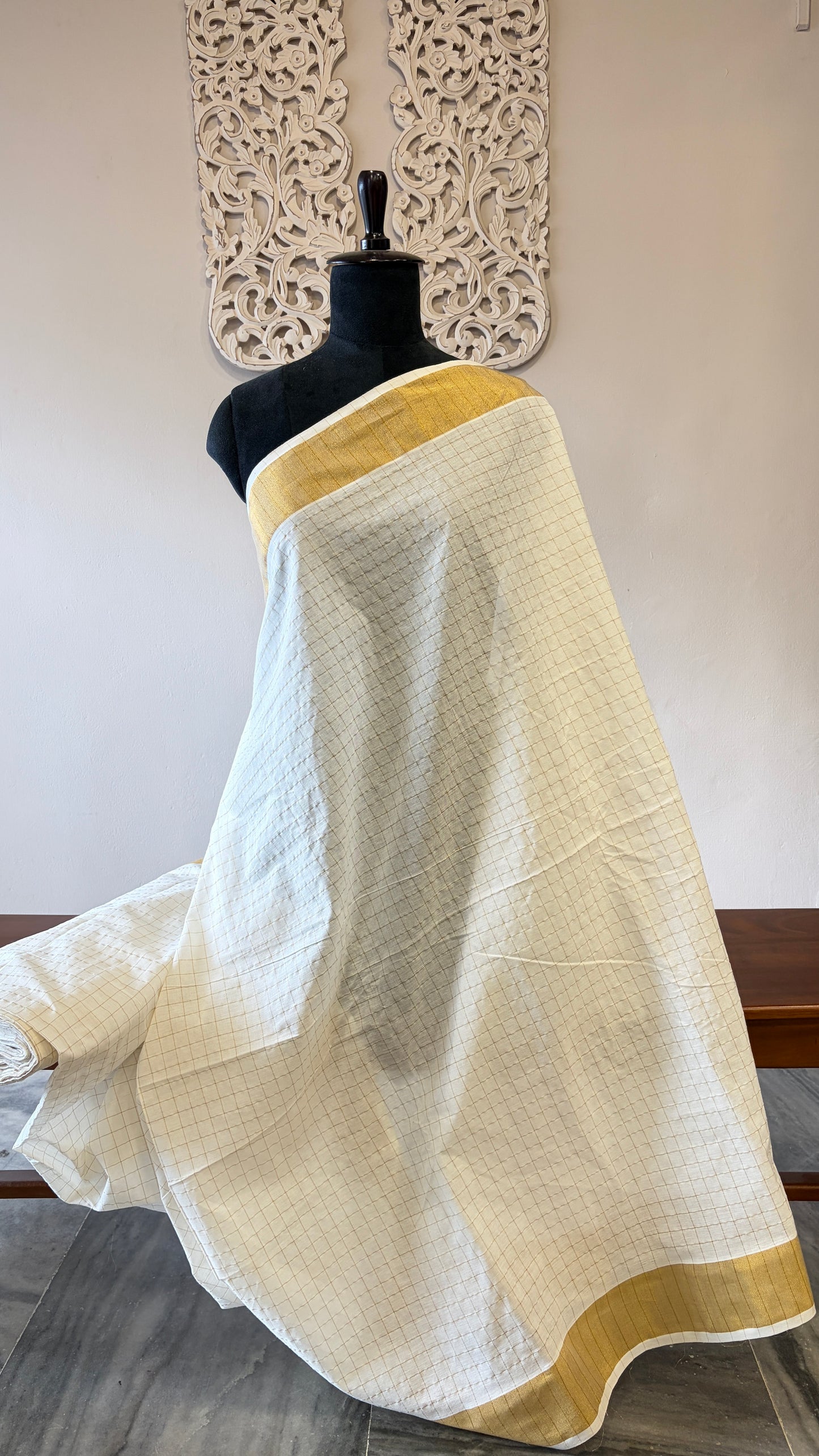 South cotton zari check with two side border