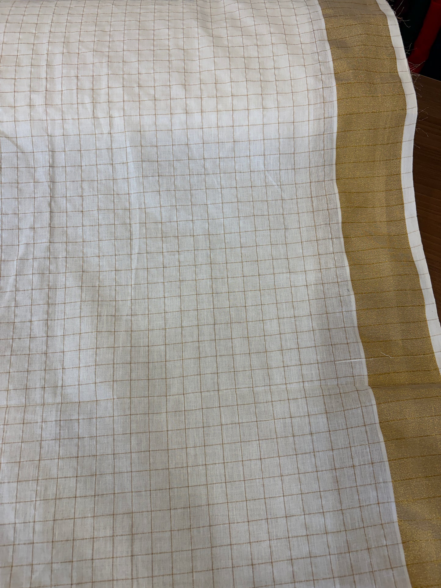 South cotton zari check with two side border