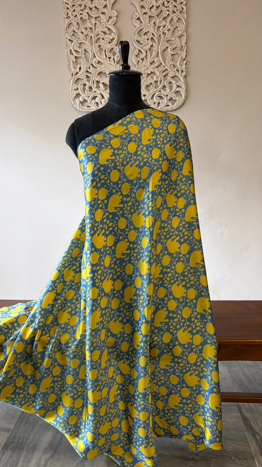 Printed satin silk yellow