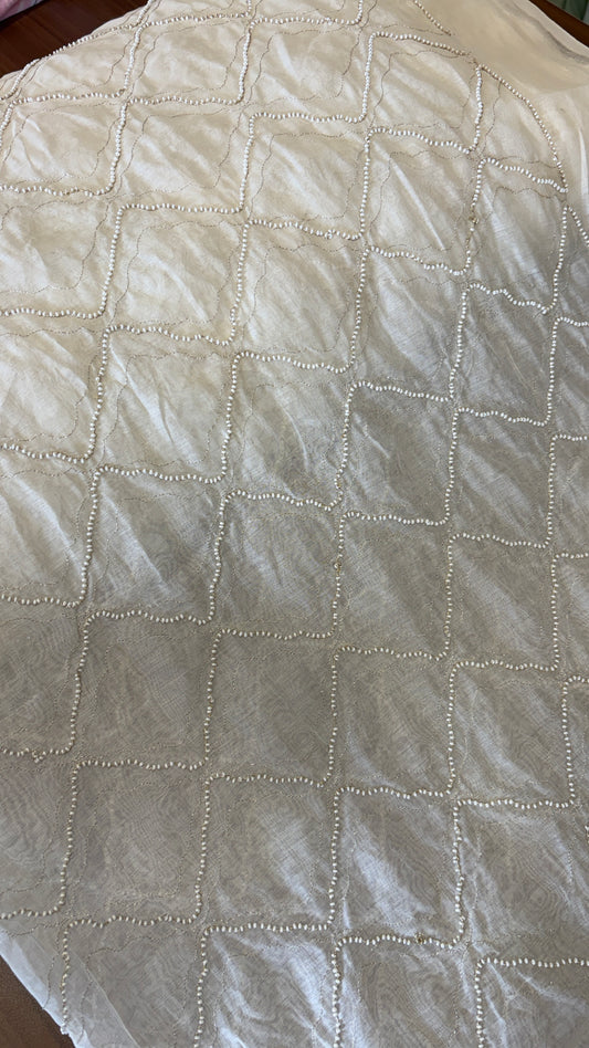 Banarasi mulchanderi off white