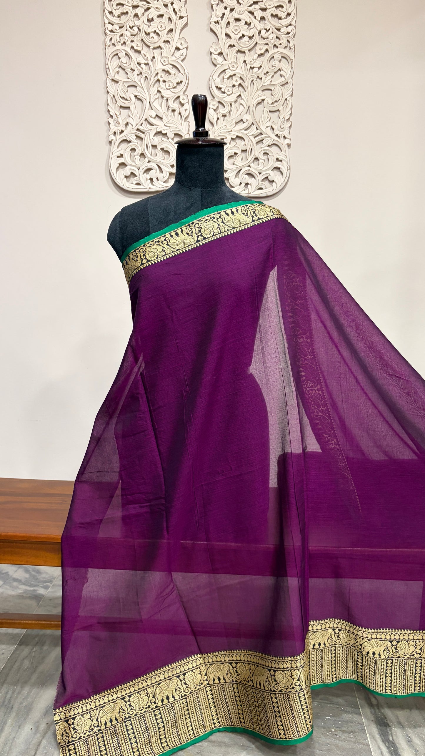 South Cotton with Malvika Border Purple