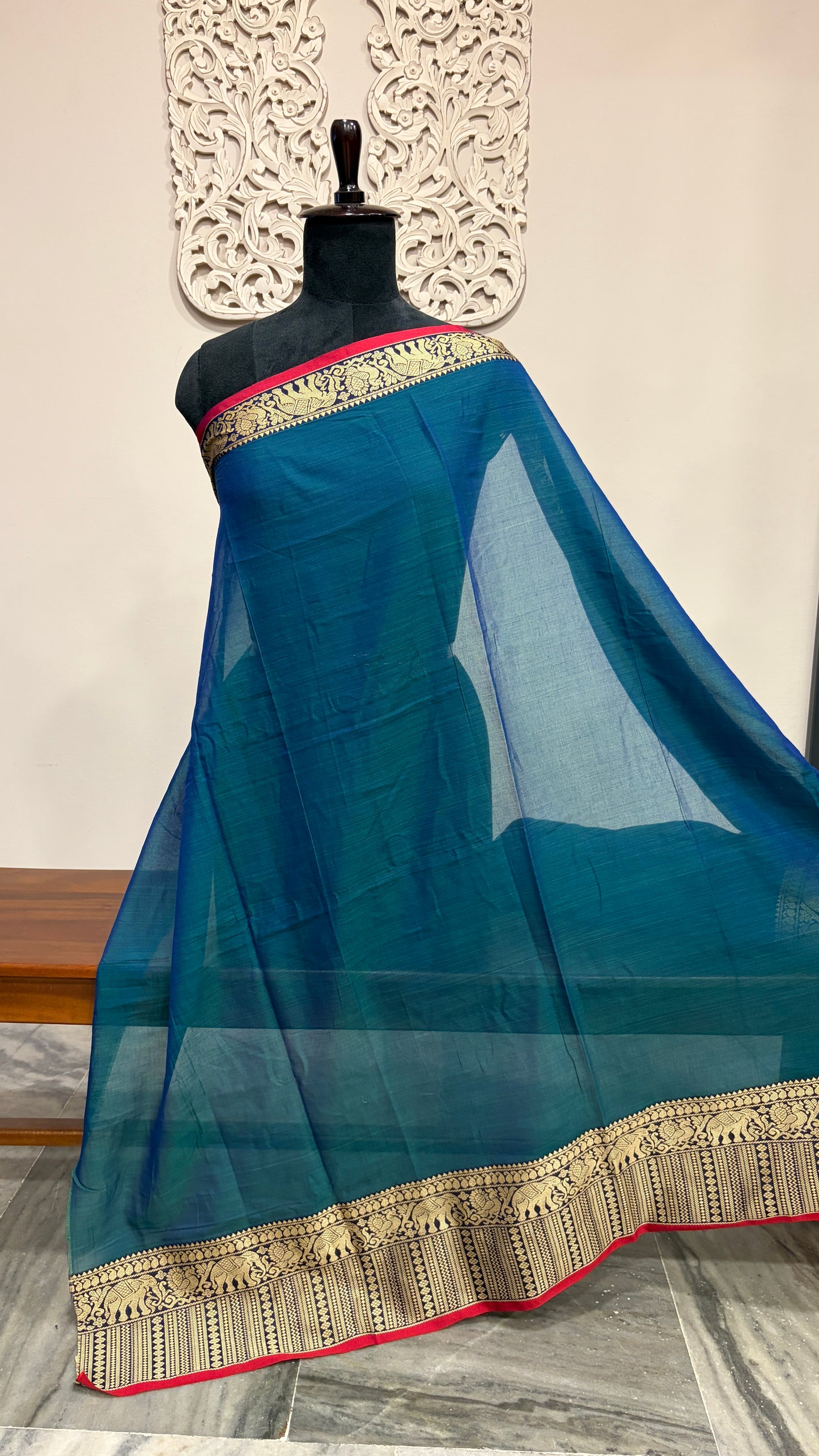 South Cotton with Malvika Border Blue