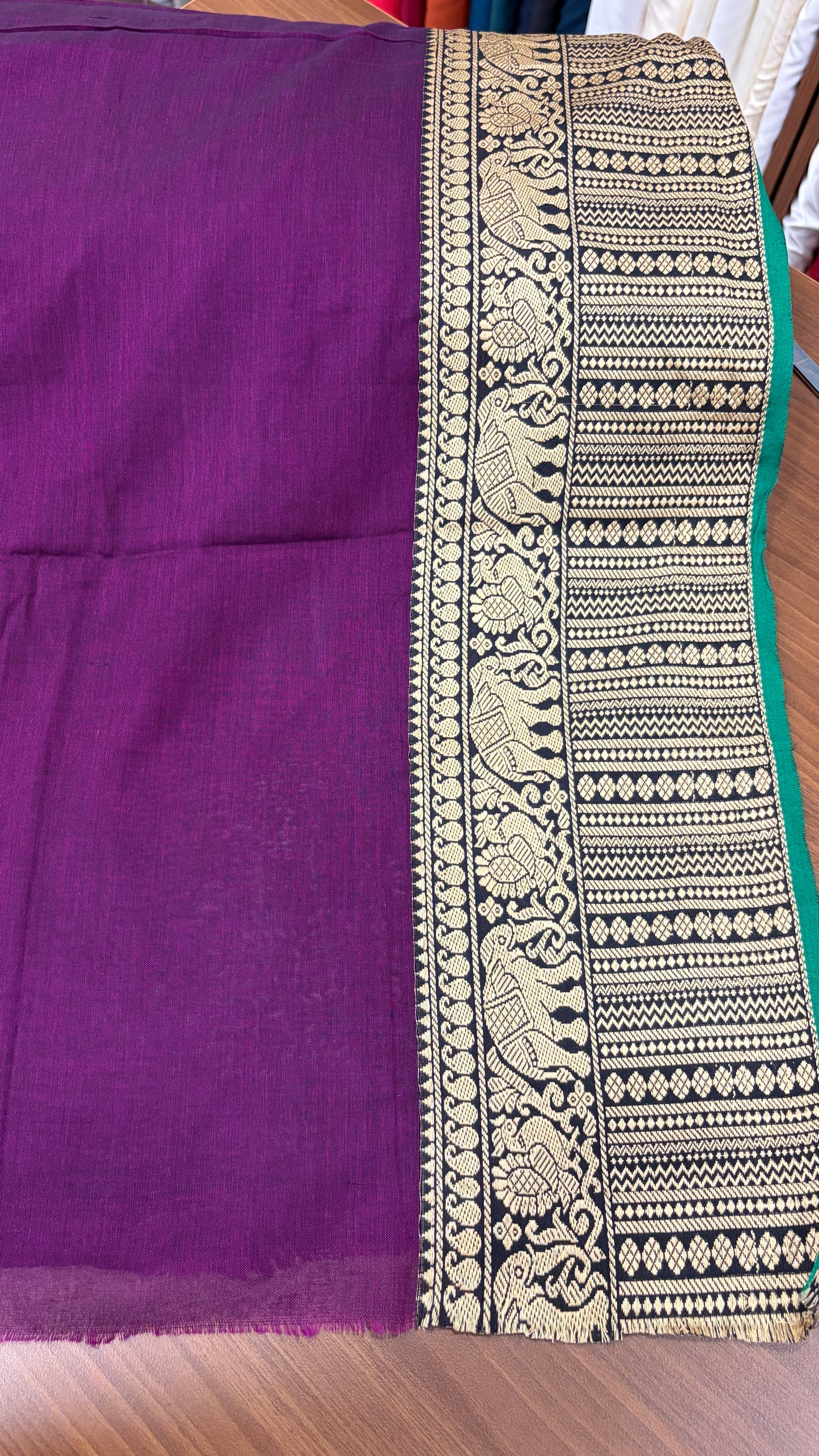 South Cotton with Malvika Border Purple