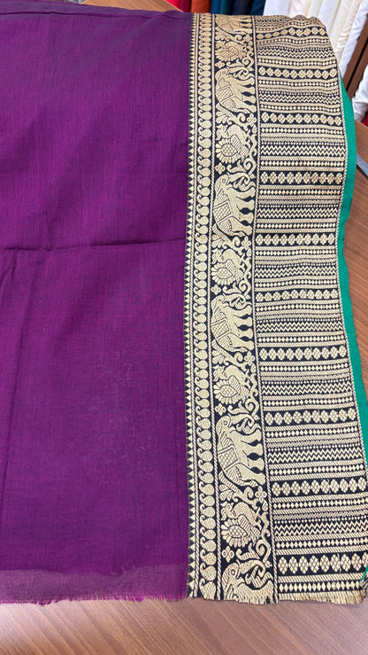South Cotton with Malvika Border Purple